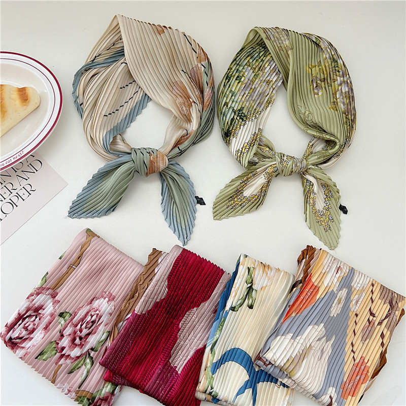 Art And Craft Hair - Foulard carré froissé imprimé pour femme,