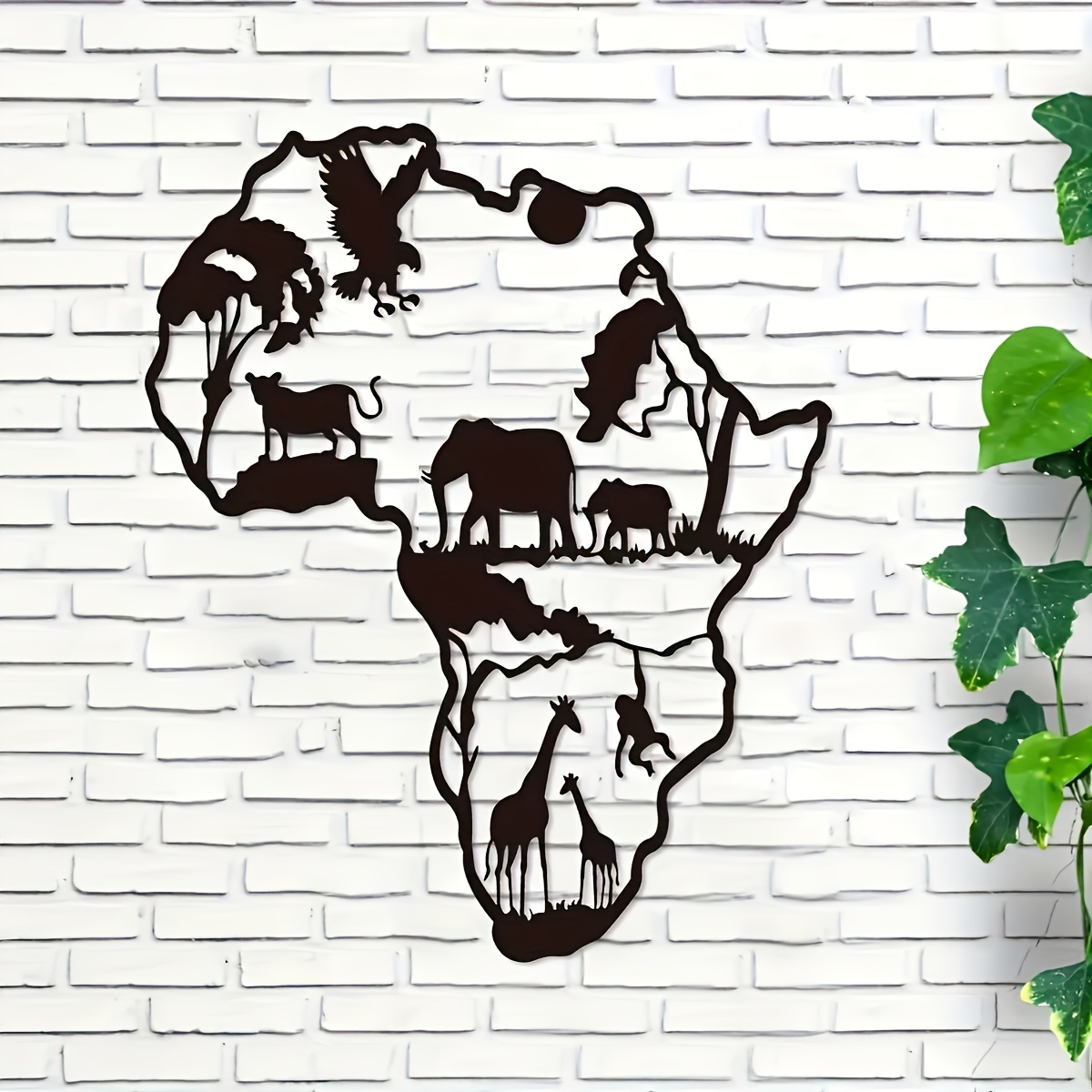 Art Craft Elephant - Décoration murale en métal avec carte