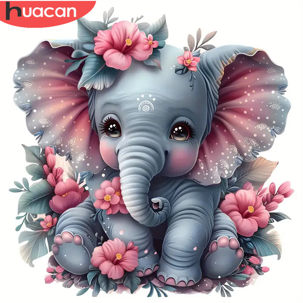 Art Craft Elephant - HUACAN-Peinture au diamant 5D faite à