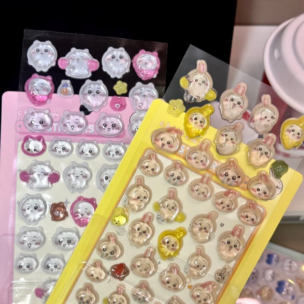 Art Craft Journals - Autocollants 3D en cristal gaufré Chiikawa