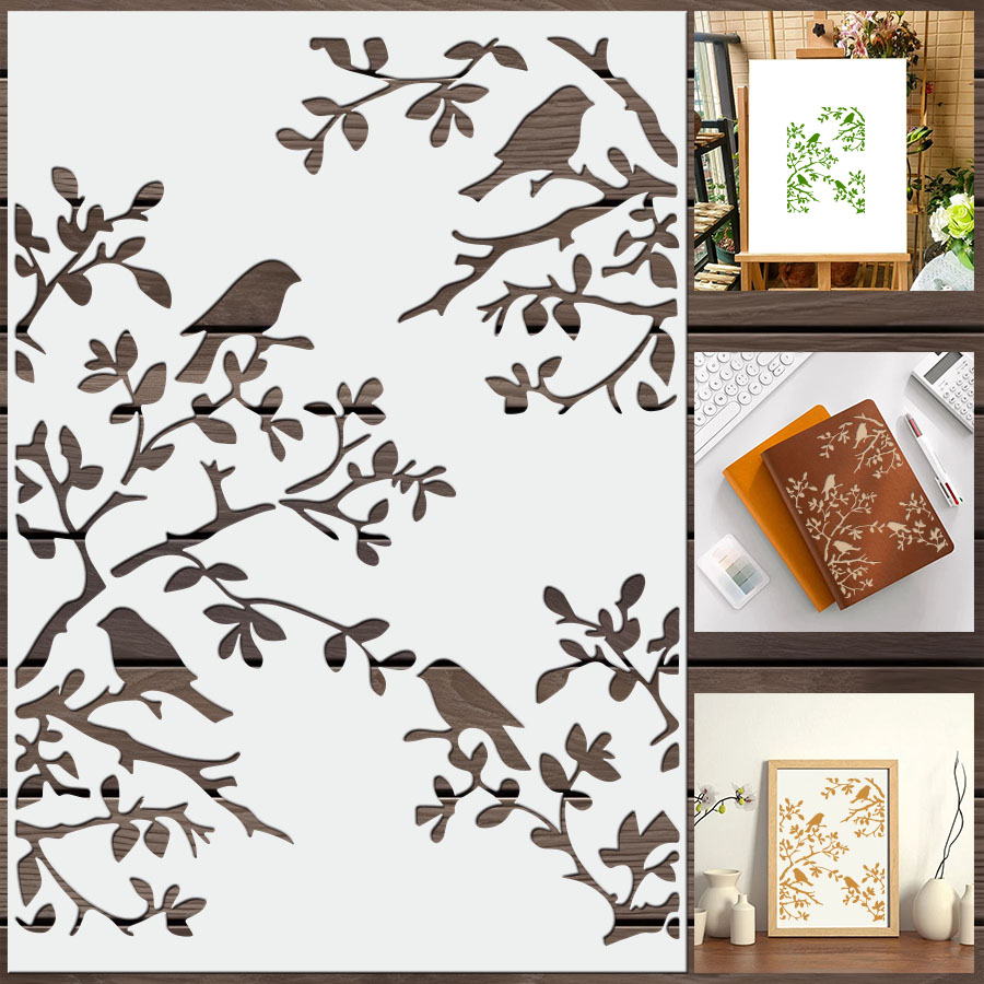 Pochoir de branche d'oiseau DI - Art Craft Journals avis et prix